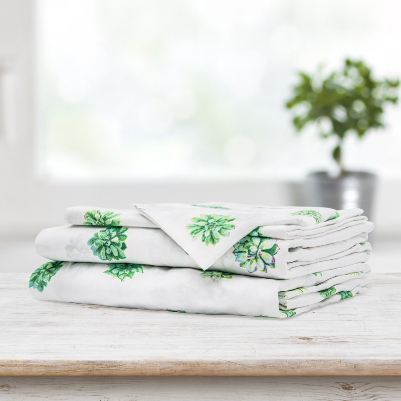 Ensemble de draps Succulents, Ensemble de draps pour grand lit + drap-housse + 2