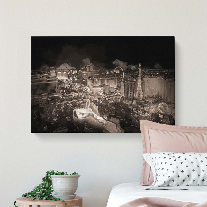 Las Vegas Skyline At Night In Abstract - Wrapped Canvas Print, 50cm H x 76cm W x 3cm D