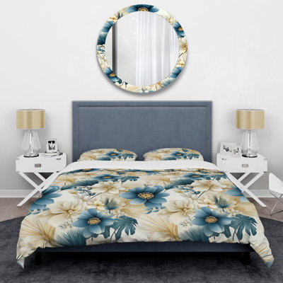 Literie beige et bleu Escape Flowers I Bedding