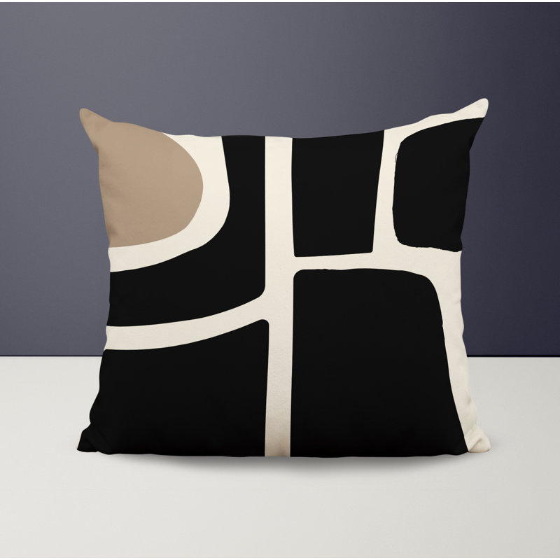 Banksy Abstract Outdoor Reversible Throw Pillow, 15" x 15", Off White