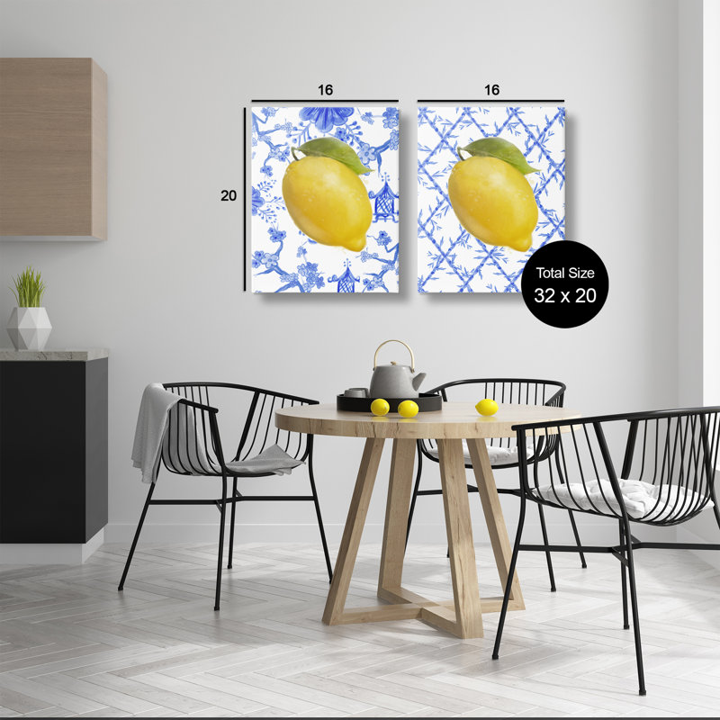 Ensemble de 2 citrons Classic Chinoiserie, par Matthew Piotrowicz, H 20 po x l 16 po