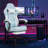 Ergonomic Gaming Chair With Footrest And Lumbar Support, Blue And White, For Comfortable And Adjustable Seating