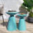 Serenita Outdoor Iron Side Tables With Flared Design, Set Of 2-715285238