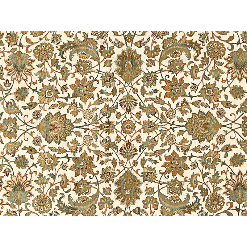 Hand Knotted Wool Area Rug in Ivory And Green