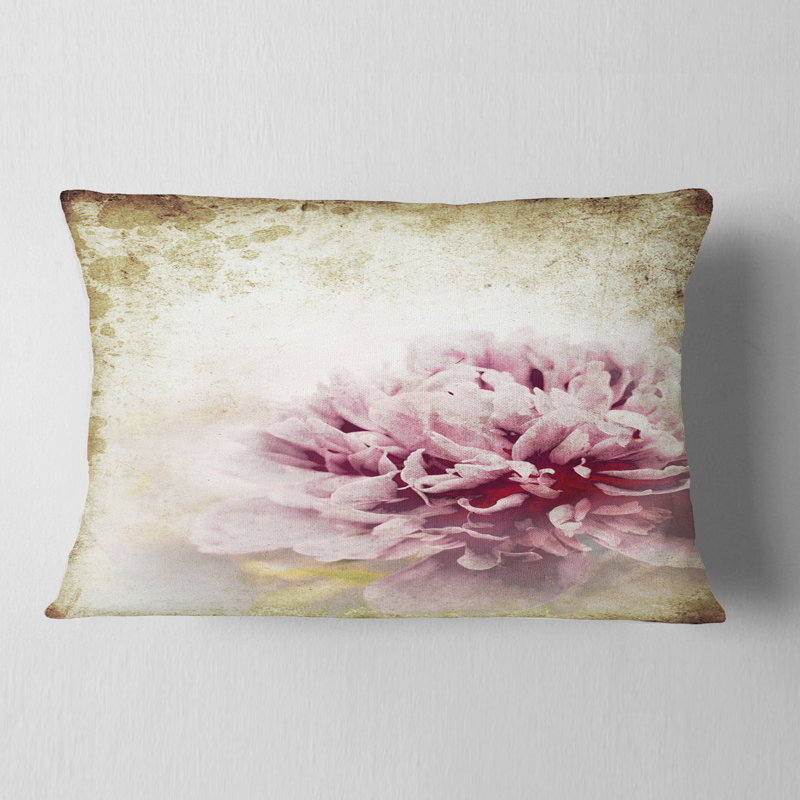 Pivoine rose dans un style rétro - Coussin décoratif à imprimé floral