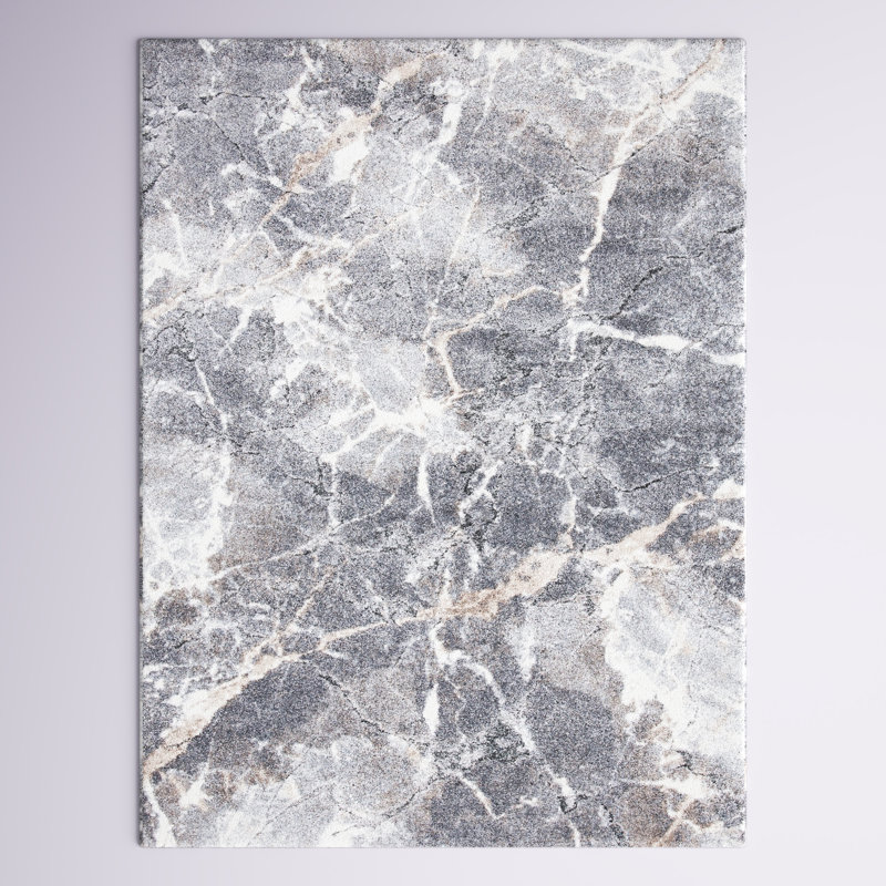 Makenna Abstract Gray/Beige Area Rug, Rectangle 9'2" x 6'7"