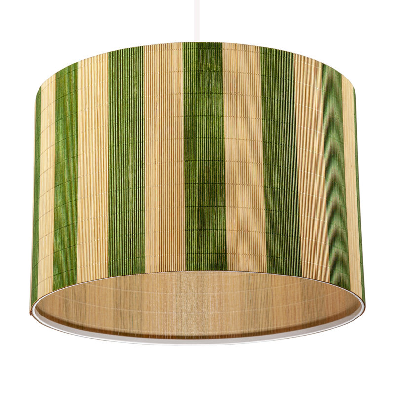 18cm H Bamboo Drum Lamp Shade ( Slip-On ), Green