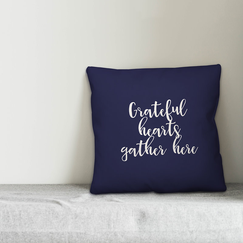 Reversible Throw Pillow, Navy, Pillow Cover