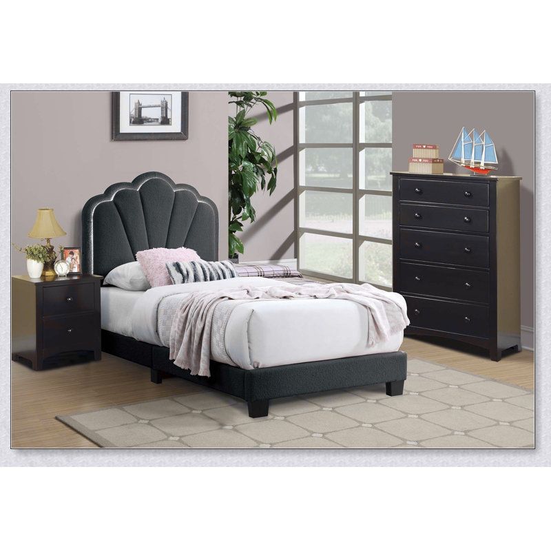 Mobilier de chambre à coucher 1Pc, Lit simple, Gris anthracite