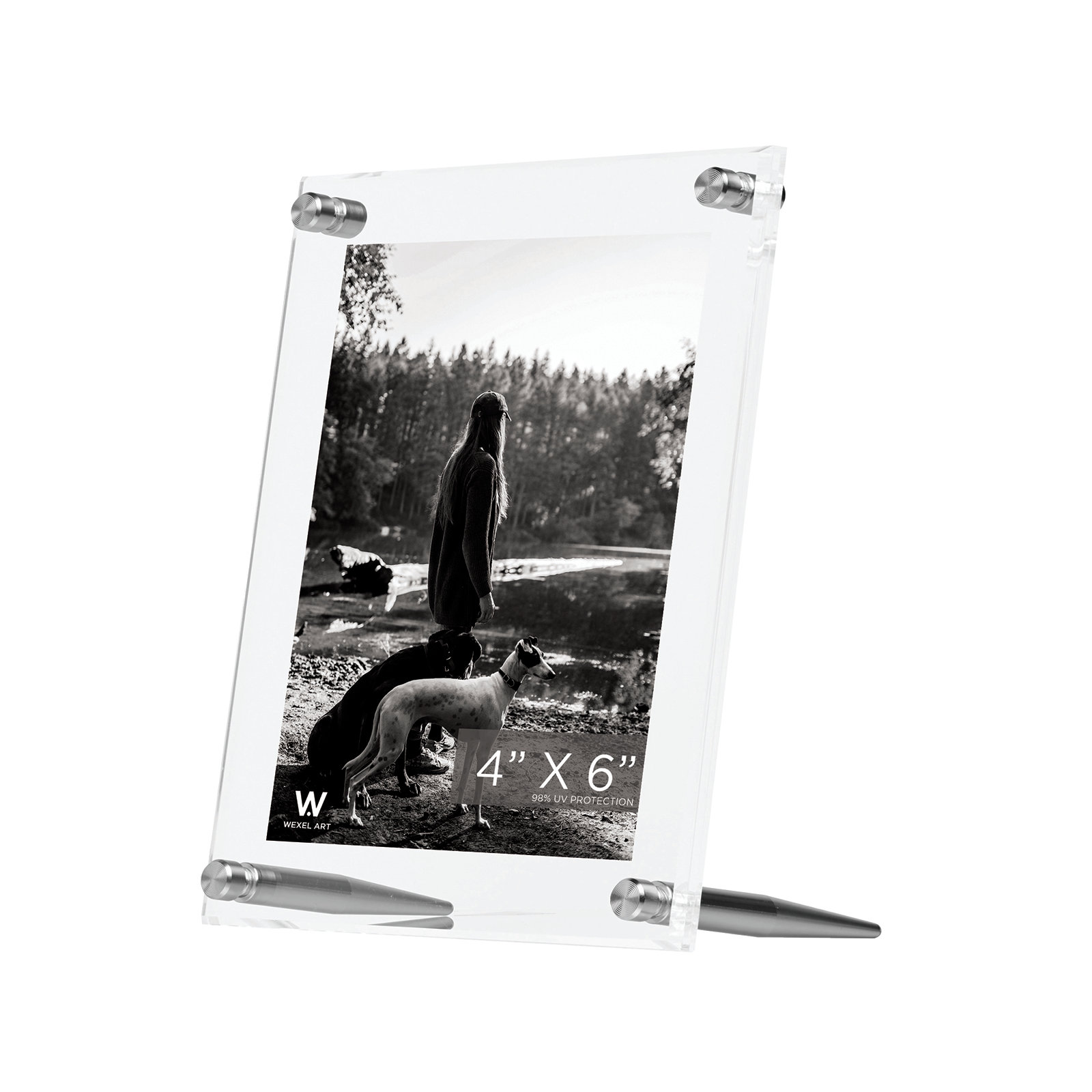 Cateno Tabletop Reversible Picture Frame, Silver, 4" x 6"