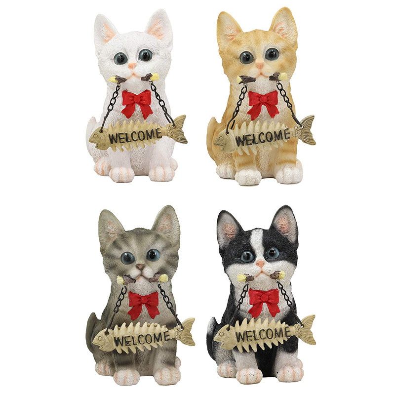 Ensemble de figurine chatons tabby allongé réaliste 4 pièces Vandalia