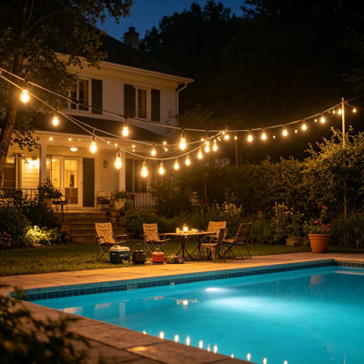 48FT LED Outdoor String Lights, Edison Shatterproof Bulbs Weatherproof