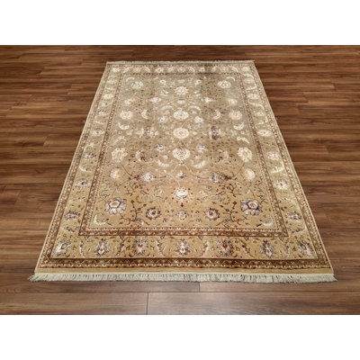 Original Hand Knotted Traditional Pattern Beige Wool Rug