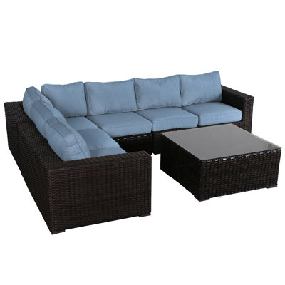 Sireci Wicker 6 - Person Patio Conversation Set with Cushions
