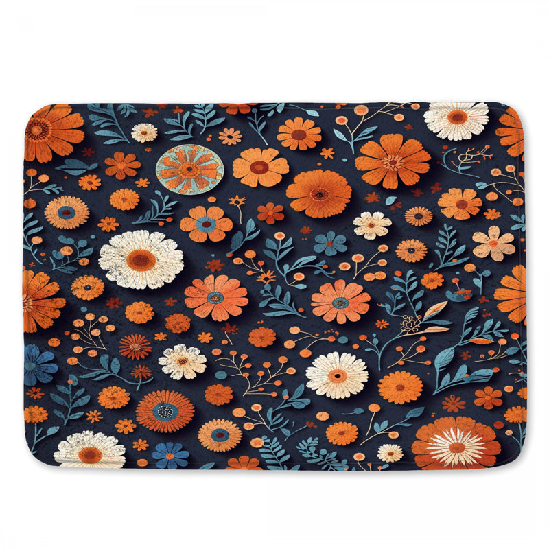 Tapis de bain floral, 34 po L x 21 po L