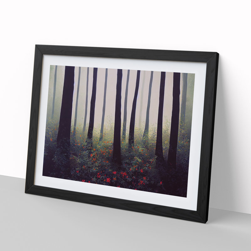 A Mysterious Summer Forest - Single Picture Frame Print, 46cm H x 64cm W x 2cm D, Black