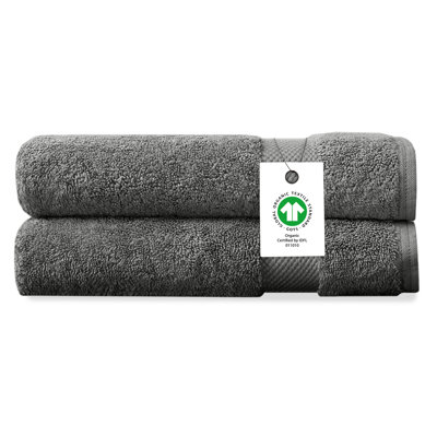 Corto Organic Cotton Plush Hand Towel Set of 2, GOTS & OEKO-TEX Certified, 650 GSM Long-Staple, Soft, Quick-Dry & Absorbent, 20"×30"