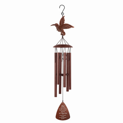 Deep Tone Aluminum Hummingbird Wind Chime, Memorial Patio & Porch Hanging Decor