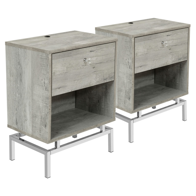 Breyelle Metal End Tables, Light Gray