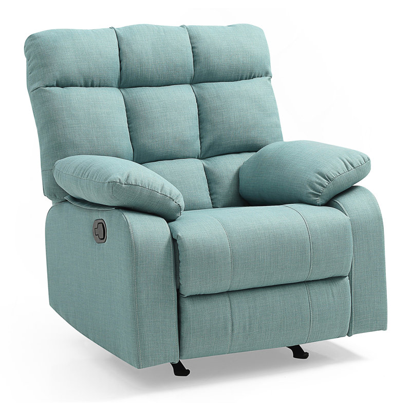 Élégant fauteuil inclinable rembourré bleu sarcelle avec design ergonomique et appui-tête réglable pour un confort et une détente ultimes