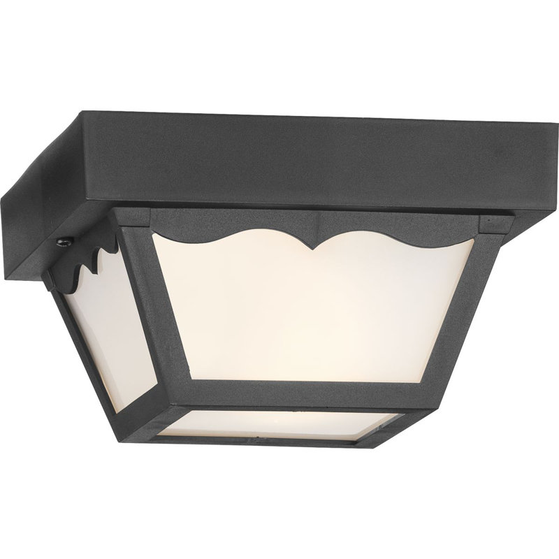 Bracken One - Light 8.25" White Indoor Outdoor Flush Mount, Black