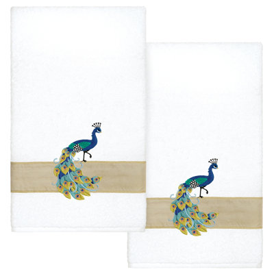 PENELOPE 2PC Embellished Bath Towel Set Midweight Bath Towel