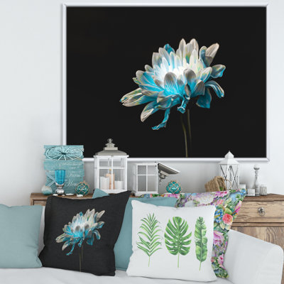 Gros plan d'une marguerite bleue et blanche pure I - reproduction sur toile