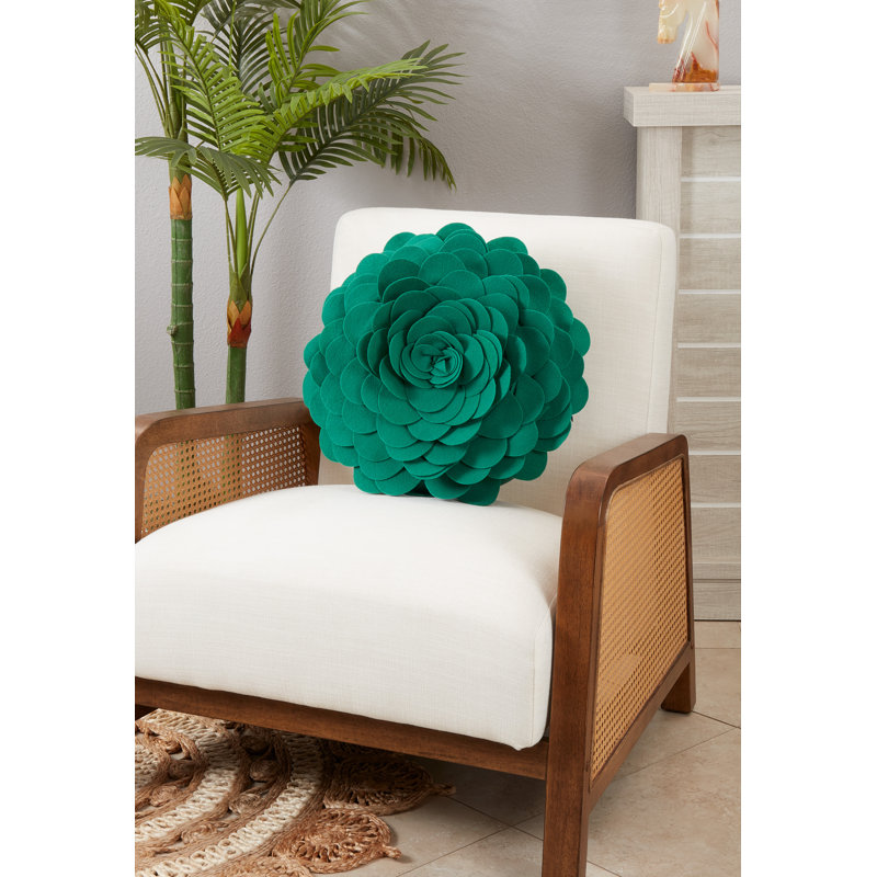 Felt Collection Appliqued Throw Pillow, 13" H x 13" W, Jasper Green
