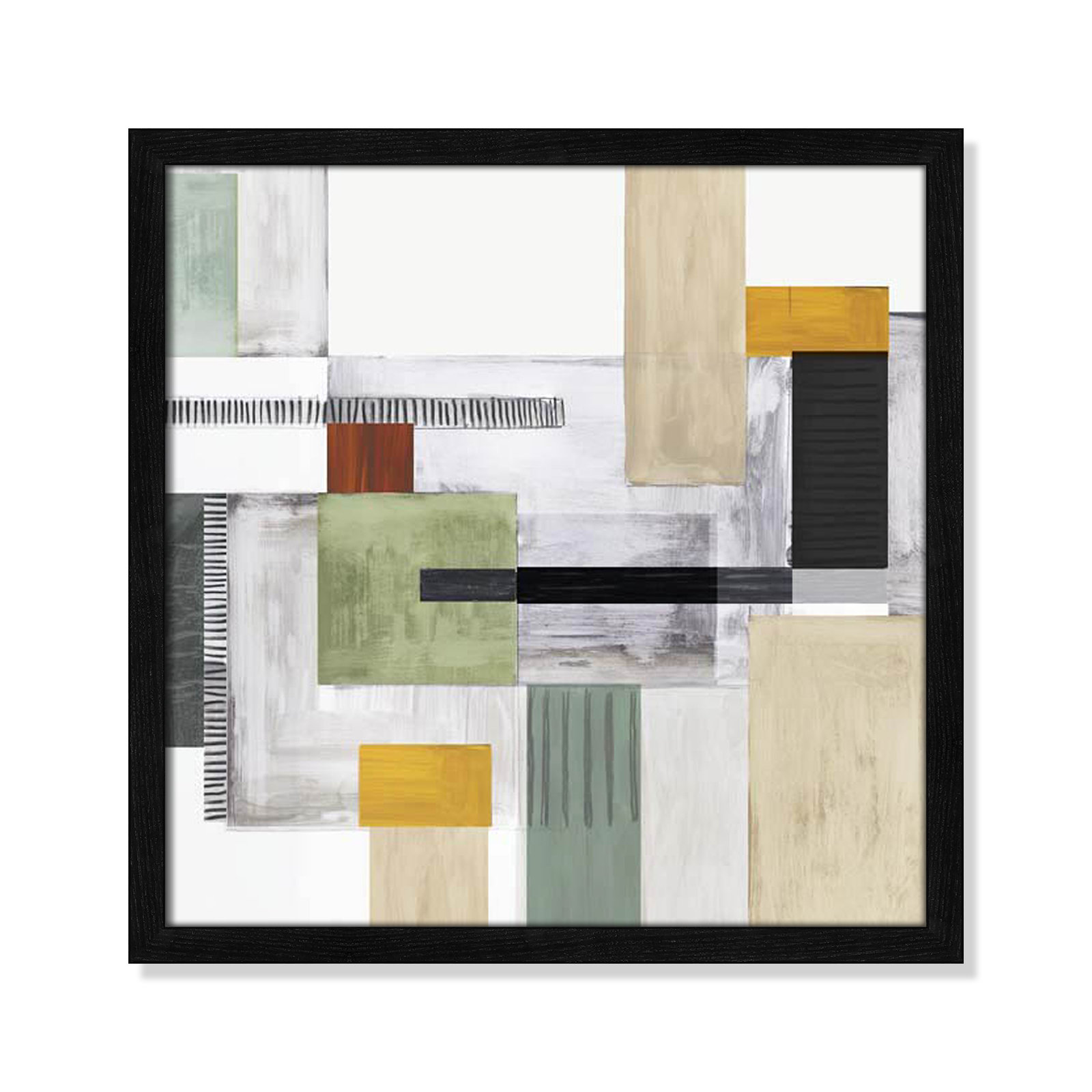 Playful Blocks, Black Slim Framed, 17" H x 17" W x 0.75" D