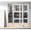 Portes coulissantes à 3 panneaux en verre clair Lucia 2555 Blanc Soie, rails robustes, moulures, garnitures et quincaillerie en bois massif pour armoire de chambre - 183 cm x 244 cm (2 x 91 cm x 244 cm) - Verre clair-51703866