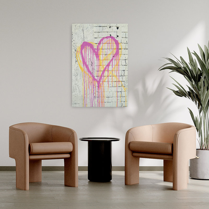 Drippy Graffiti Hearts, art urbain contemporain abstrait, H 36 po x l 24 po