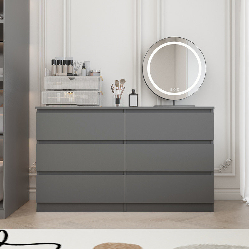 Grande commode à 6 tiroirs, Gris