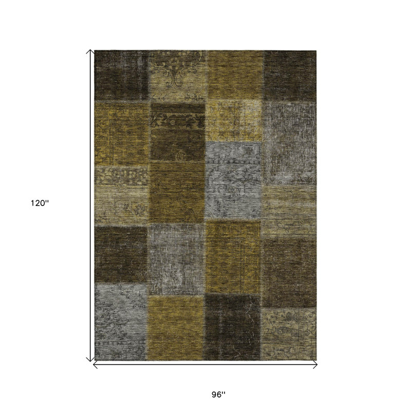 Tapis intérieur lavable 8 pi x 10 pi brun et taupe