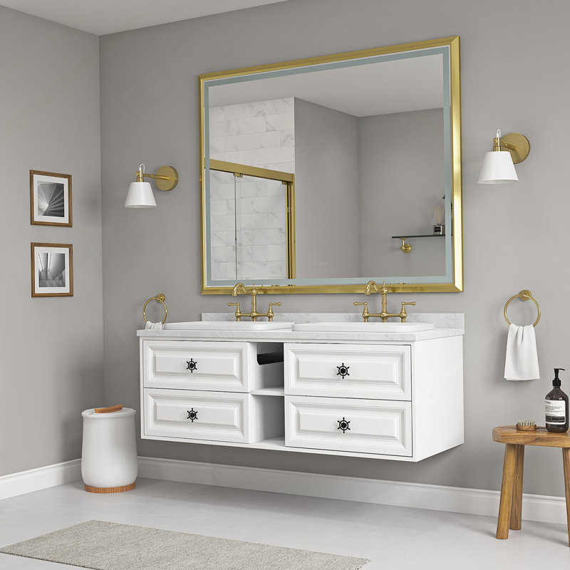 Miroir de salle de bain à DEL avec avant et rétroéclairage, 48 po x 72 po