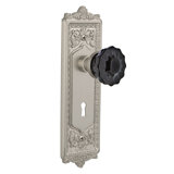 Egg & Dart Plate with Decorative Keyhole and Crystal Black Door Knob