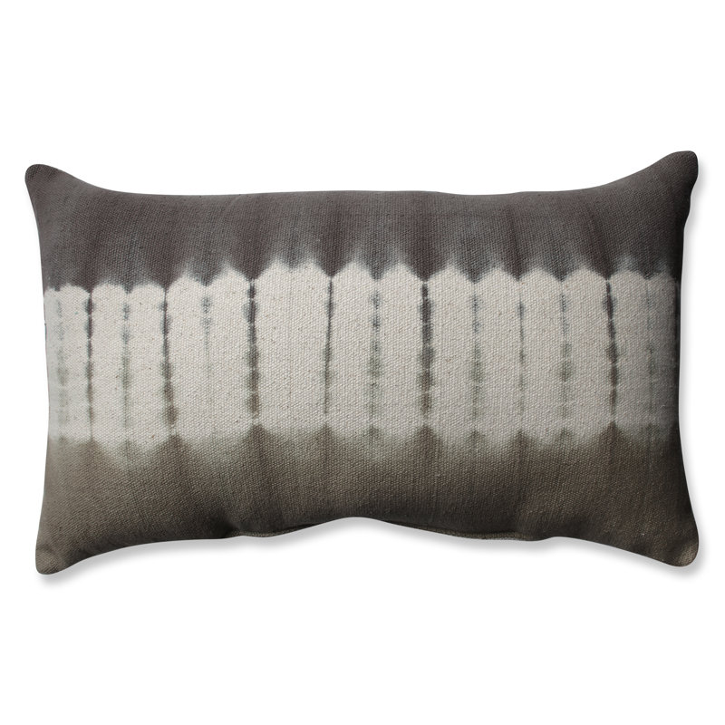 Shibori Bands Cotton Lumbar Pillow, Coffee/Latte