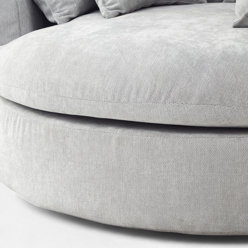 Upholstered Oversized Round Barrel Sofa Chair, Light Gray