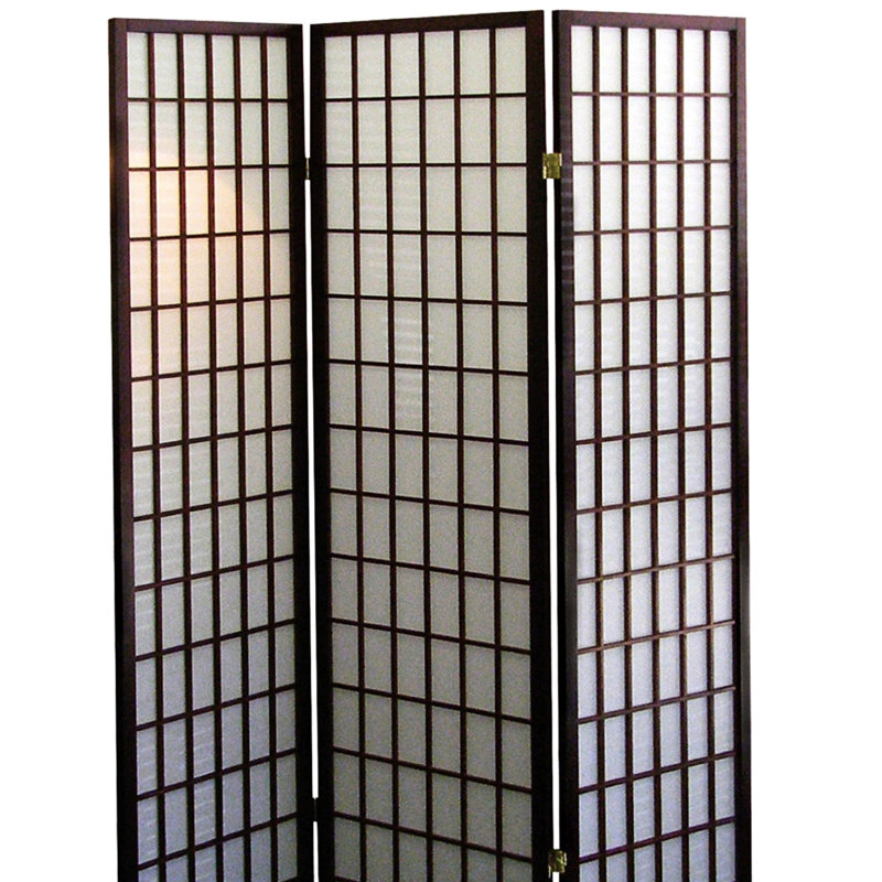 Cloison 3 pièces de 70 po de hauteur style japonais avec cloison en bois de cerisier