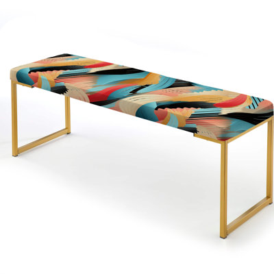 Colorful Boho Spirit Striped Pattern - Geometric Upholstered Gold Bench