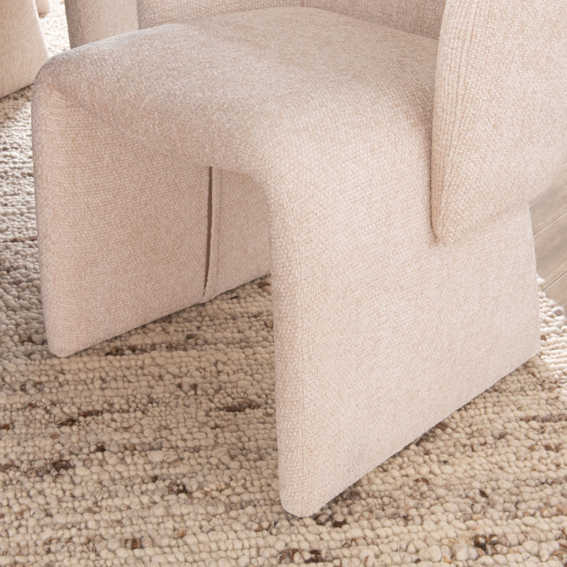 Chaise avec accoudoirs rembourrée Halstead, Naturel