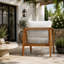 Chaises club d'extérieur (ensemble de 2), structure en bois d'acacia avec dossier en corde, coussins beiges hydrofuges pour patio / cour arrière / terrasse, finition teck-131245361