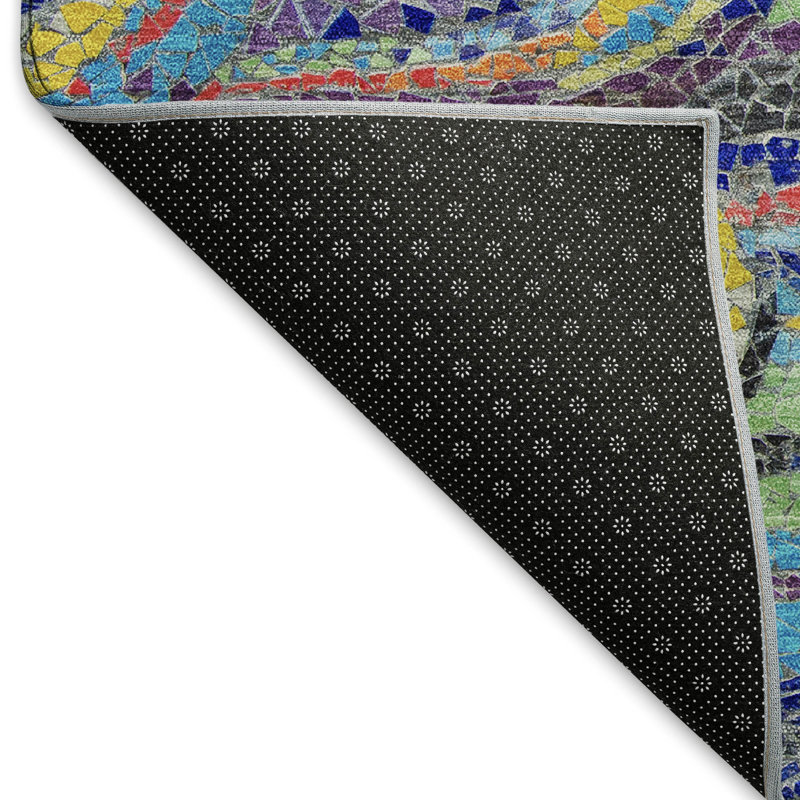 Premium Machine Washable Mayfield AMF193 Abstract Rug, Ocean, 2'3" x 7'6" Runner
