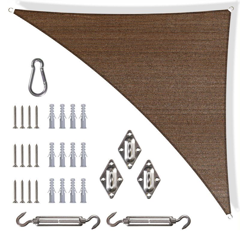 Royal Shade 20' x 20' x 28.3' Triangle Shade Sail with Hardware Kit, Brown, 20' x 20'