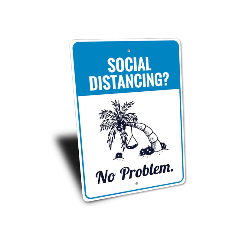 Panneau social en aluminium sur la plage, H 14 po x l 10 po x P 0,04 po