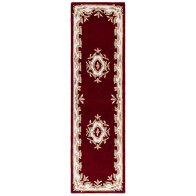 Stembridge Hand Tufted Wool/Cotton Floral Rug in Red/Ivory