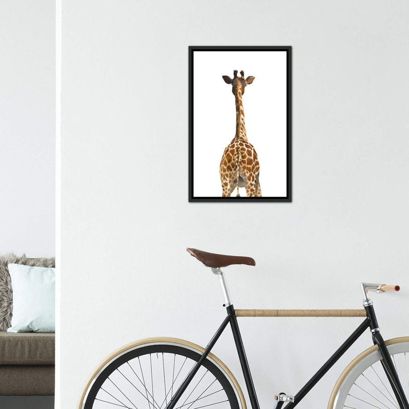 Art girafe bout à bout, Toile avec cadre noir, H 48 po x l 32 po x P 1,5 po