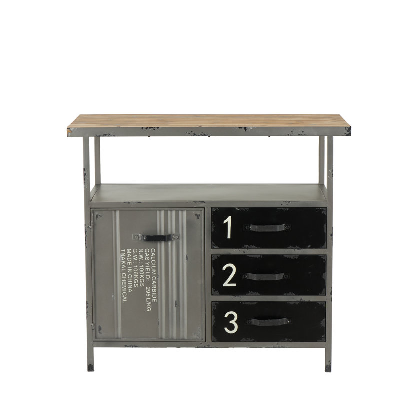 Metal Army Surplus Style 3 Drawers 2 Shelves and 1 Door Room Cabinet with Numbers and Text