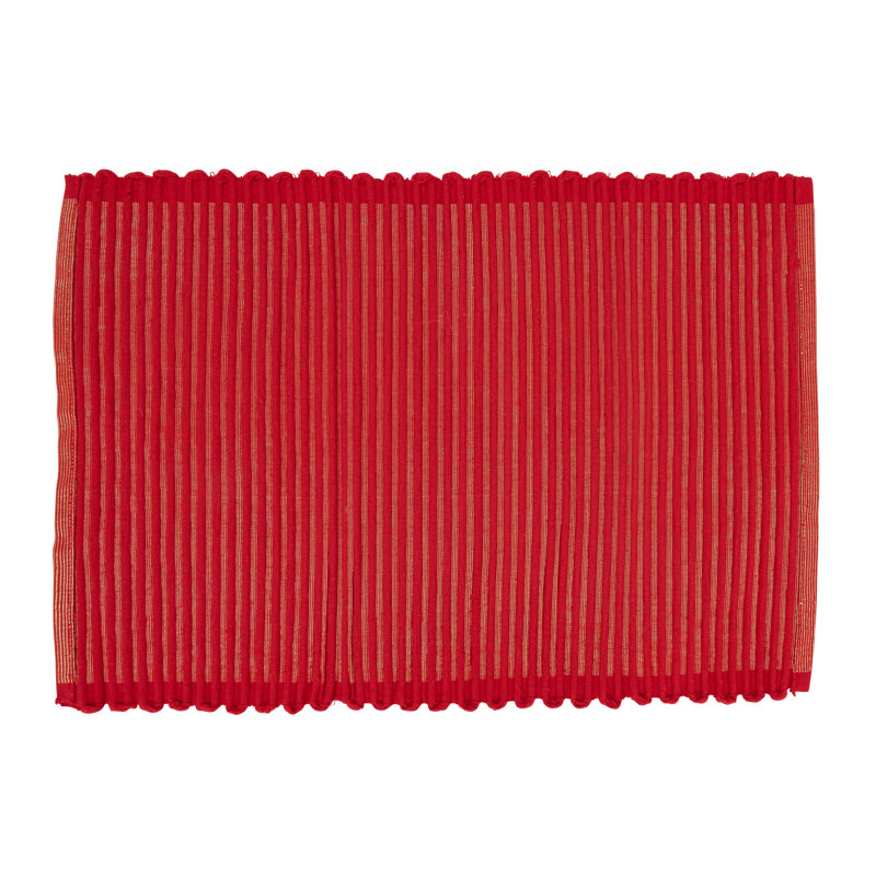 Red and Gold Ribbed Cotton Placemats Set of 4