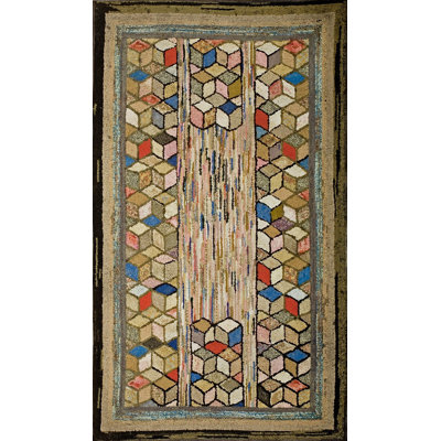 Wool Small Scatter Size Antique Hooked American 1930s Rug