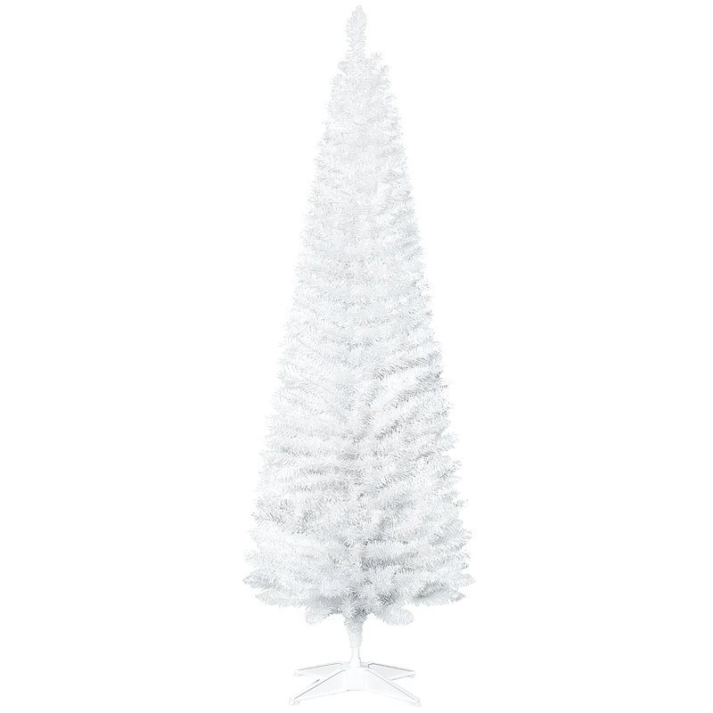 6' Artificial Pencil Christmas Tree, Slim Xmas Tree With 390 Realistic Branch Tips And Plastic Stand